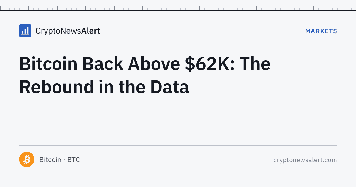 Bitcoin Back Above $62K: The Rebound in the Data — Markets · CryptoNewsAlert feature card