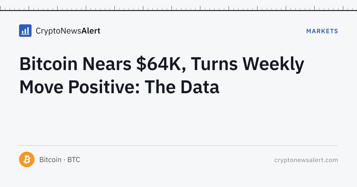 Bitcoin Nears $64K, Turns Weekly Move Positive: The Data — Markets · CryptoNewsAlert feature card