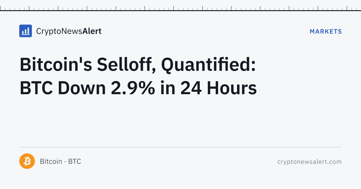 Bitcoin's Selloff, Quantified: BTC Down 2.9% in 24 Hours — Markets · CryptoNewsAlert feature card