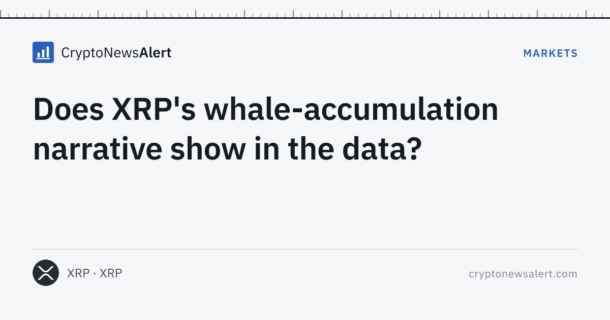 Does XRP's whale-accumulation narrative show in the data? — Markets · CryptoNewsAlert feature card