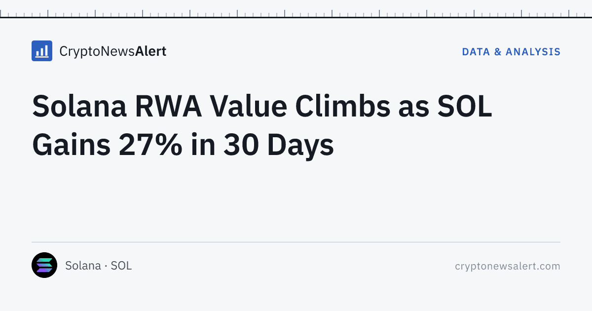 Solana RWA Value Climbs as SOL Gains 27% in 30 Days — Data & Analysis · CryptoNewsAlert feature card